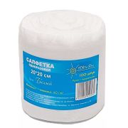 Салфетка одноразовая 20*20 «White Line» спанлейс белый (100 шт) рулон