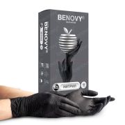 Перчатки нитриловые BENOVY Nitrile Chlorinated BS, размер XS, 50 пар, ЧЕРНЫЕ, (МАРКА)
