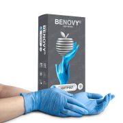 Перчатки нитриловые BENOVY Nitrile Chlorinated BS, размер S, 50 пар, ГОЛУБЫЕ, (МАРКА)