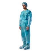 Халат хирургический, нетканый, спанбонд, 140см., рукава на резинках, голубой, 10 шт./уп., Китай