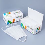 Маска мед. 3-х слойная на резинке SENSE 50 шт, Белый (картон)
