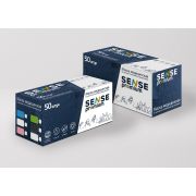 Маска мед. 3-х сл. на резинке SENSE 50 шт,Премиум Голубой  (картон)